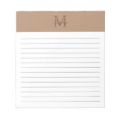 Script Metallic Taupe Gold Monogram Lined Notitieblok (Voorkant)