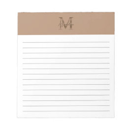 Script Metallic Taupe Gold Monogram Lined Notitieblok