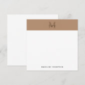 Script Metallic Taupe Gold Monogram Square Notitiekaartje (Voorkant / Achterkant)