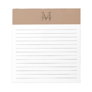 Script Metallic Taupe Goud Monogram Gelinieerd Notitieblok
