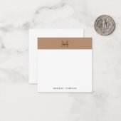 Script Metallic Taupe Goud Monogram Vierkant Notitiekaartje (Voorkant / Achterkant in situ)