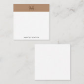 Script Metallic Taupe Goud Monogram Vierkant Notitiekaartje (Voorkant / Achterkant)