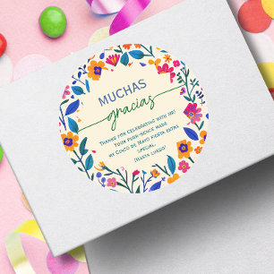 Script Mexicaanse volkskunst -Hartelijk dank Ronde Sticker
