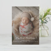 Script mijn eerste kerst Baby aankondiging Kaart (Staand voorkant)