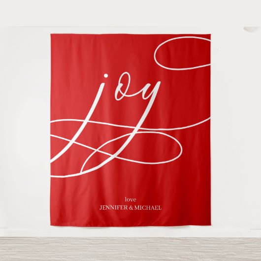 Script Minimal Joy Kerst achtergrond Wandkleed (Voorkant)