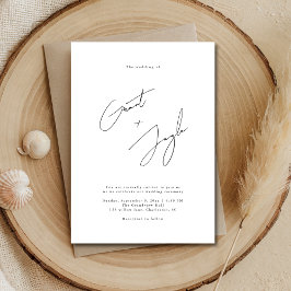 Script Minimalist Elegante Namen Black Wedding Kaart