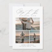 Script Minimalist Glory Family 3 Foto Kerstmis Feestdagenkaart (Voorkant)