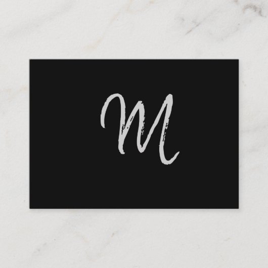 Script Minimalist Monogram op Zwart Visitekaartje (Voorkant)
