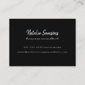 Script Minimalist Monogram op Zwart Visitekaartje (Achterkant)