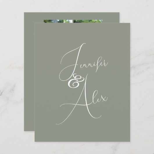 Script Minimalist Photo Collage Thank You Cards (Voorkant / Achterkant)