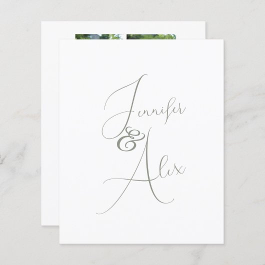 Script Minimalist Photo Collage Thank You Cards (Voorkant / Achterkant)