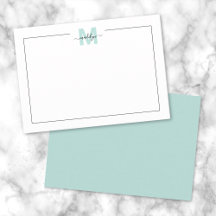 Script Minimalist Tealblauw Naam Monogram