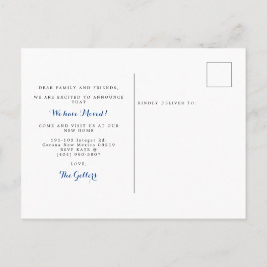 Script minimalist Vier foto's die we hebben verpla Aankondigingskaart (Achterkant)