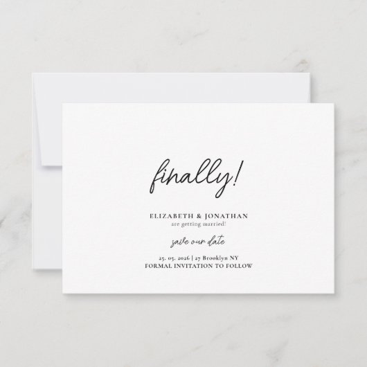 Script Minimalist Wedding Sla de datum op Save The Date (Voorkant)