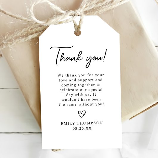 Script Minimalistische Dank U Favor Cadeaulabel