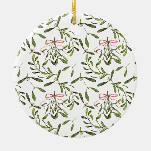 Script & Mistletoe Vrolijk & Getrouwd Foto Keramisch Ornament (Achterkant)