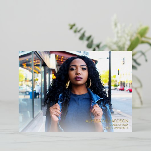 Script Mod Photo Graduparty - White Folie Uitnodiging (Staand Voorkant)