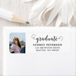 Script Modern Afstuderen Photo Return-adres Etiket