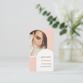 Script Modern arch pink photo qr code logo Visitekaartje (Staand voorkant)