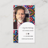 Script Modern boog foto qr code logo Visitekaartje (Voorkant)