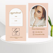 Script Modern boog roze foto qr code logo Afsprakenkaartje
