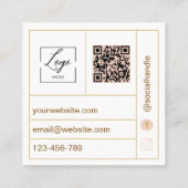 Script Modern boog roze foto qr code logo Vierkante Visitekaartje (Achterkant)