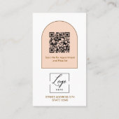Script Modern boog roze foto qr code logo Visitekaartje (Achterkant)