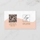 Script Modern boog roze foto qr code logo Zakelijk Visitekaartje (Achterkant)
