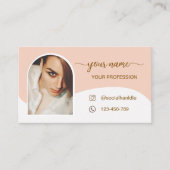 Script Modern boog roze foto qr code logo Zakelijk Visitekaartje (Voorkant)