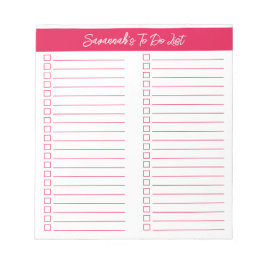 Script Modern Cherry Red Twee Kolommen Checklijst Notitieblok