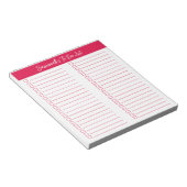 Script Modern Cherry Red Two Column Checklist Notitieblok (Schuin)