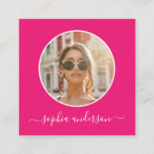 Script Modern Chic Photo Hot Pink Social Media Contactkaartje (Voorkant)