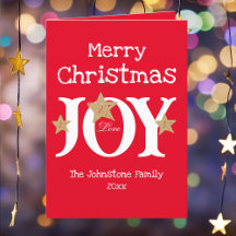 Script Modern Christmas Non-photo Red Holiday Kaar