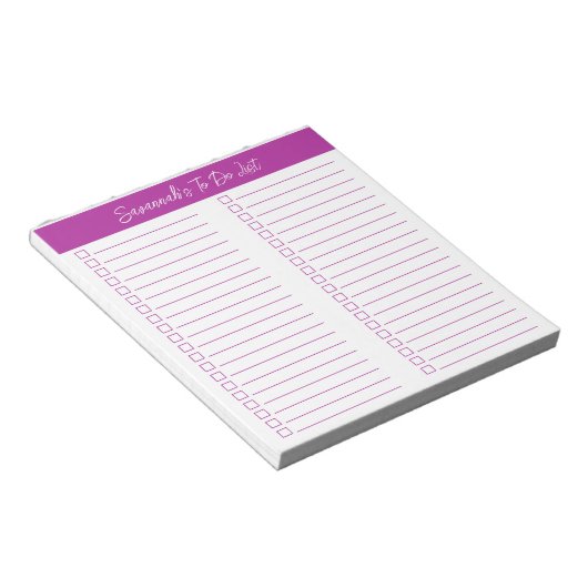 Script Modern Dark Pink Two Column Checklist Notitieblok (Schuin)