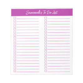 Script Modern Dark Pink Two Column Checklist Notitieblok