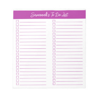Script Modern Dark Pink Two Column Checklist Notitieblok