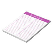 Script Modern Donker Roze Twee Kolommen Checklist Notitieblok (Linkerzijde)