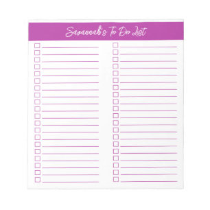 Script Modern Donker Roze Twee Kolommen Checklist Notitieblok