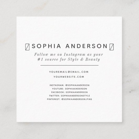 Script Modern Dusty Grey Blue Foto Sociale Media Contactkaartje (Achterkant)