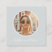 Script Modern Dusty Grey Blue Foto Sociale Media Contactkaartje (Voorkant)