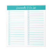 Script Modern Elegant Teal Two Column Checklist Notitieblok (Voorkant)