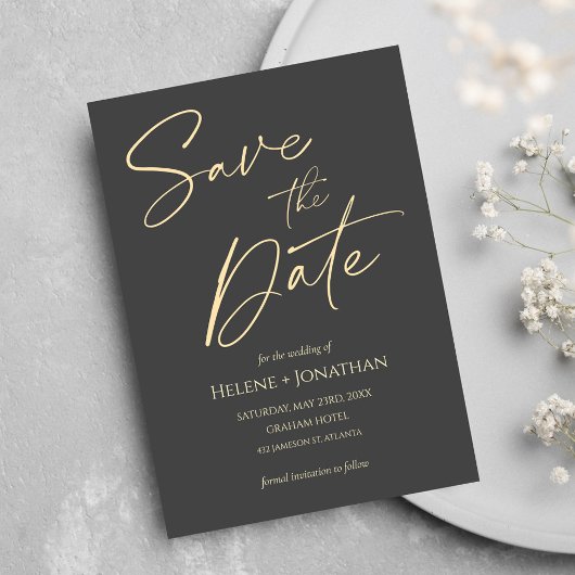 Script Modern Elegant Wedding Sla de datum op Kaart