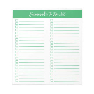 Script Modern Green Two Column Checklist Notitieblok