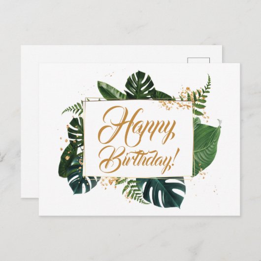 Script Modern Groen Links Gelukkige Verjaardag Briefkaart (Voorkant / Achterkant)