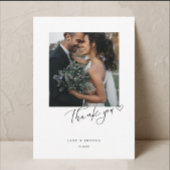 Script Modern Heart Wedding Photo W Note Bedankkaart