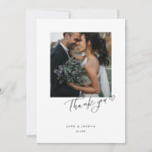 Script Modern Heart Wedding Photo W Note Bedankkaart (Voorkant)