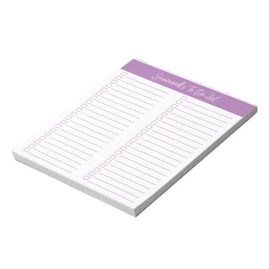 Script Modern Lavender Two Column Checklist Notitieblok (Linkerzijde)