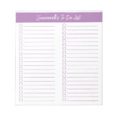 Script Modern Lavender Two Column Checklist Notitieblok (Voorkant)