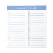 Script Modern Light Blue Two Column Checklist Notitieblok (Voorkant)