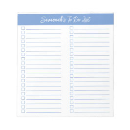 Script Modern Light Blue Two Column Checklist Notitieblok